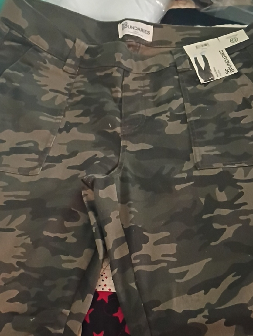 No Boundaries Olive Green Camo Utility Pants